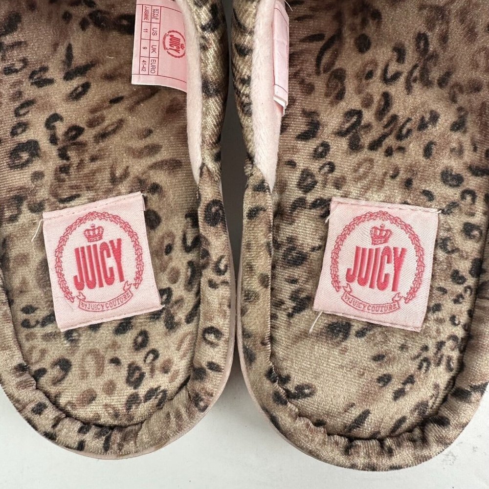 Juicy Couture Jasmine Leopard Slipper 11 Slip On Cushioned Bow Womens Y2K - Picture 4 of 9